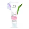 Tube de crème apaisante intime avec fond blanc et éléments naturels.