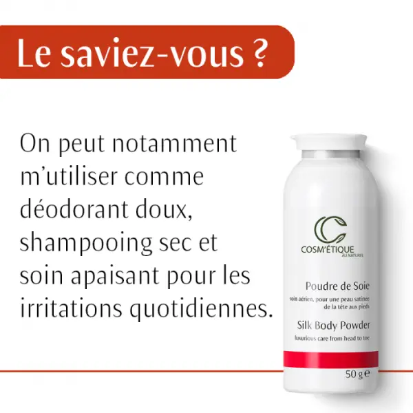 Flacon de Poudre de Soie de Cosm'éthique pour une peau satinée de la tête aux pieds